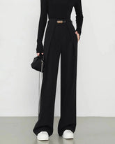 Black Natural Waisted Straight Pants | Rihoas