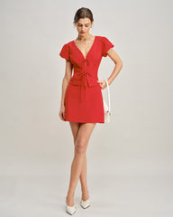 Red Pockets A-Line Mini Skirt | Rihoas
