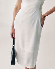 White Beaded Strap Slip Midi Dress | Rihoas