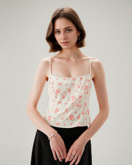 Pink Floral Cropped Cami Top | Rihoas