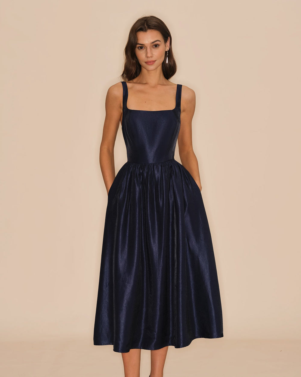 Blue Slip A-Line Midi Dress | Rihoas