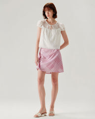 Pink Plaid A-line Mini Skirt | Rihoas