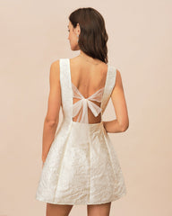 White Jacquard Mini Dress | Rihoas