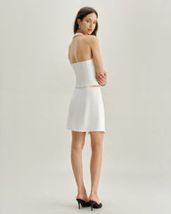 White Irregular Mini Skirt | Rihoas