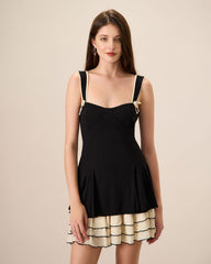 Women's Black Bodycon Knitted Mini Dress | Rihoas
