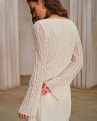 Apricot Lace Bell Sleeve Mini Dress | Rihoas