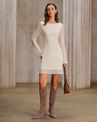 Apricot Lace Bell Sleeve Mini Dress | Rihoas