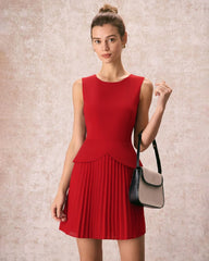 Red Ruched Mini Dress | Rihoas