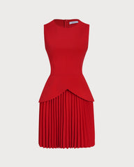 Red Ruched Mini Dress | Rihoas