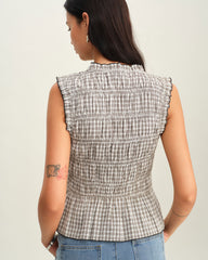 Black Plaid Bowknot Tank Top | Rihoas