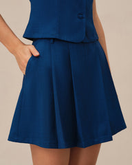 Blue Pockets A-Line Mini Skirt | Rihoas
