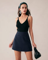 Navy Pocket Mini Skirt | Rihoas