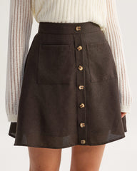 Brown Pocket High Waisted Skirt | Rihoas