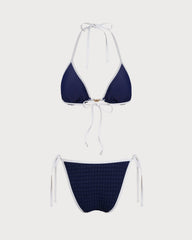 Blue Contrasting Halter Bikini Set | Rihoas