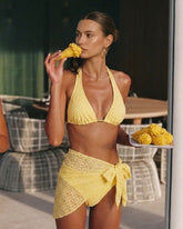 Yellow Jacquard Textured Bikini Set | Rihoas