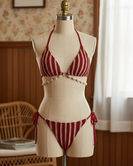 Red O-Ring Contrasting Bikini Set | Rihoas