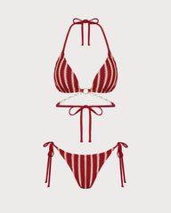 Red O-Ring Contrasting Bikini Set | Rihoas