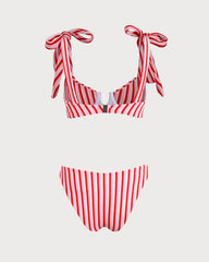Pink Striped Bikini Set | Rihoas