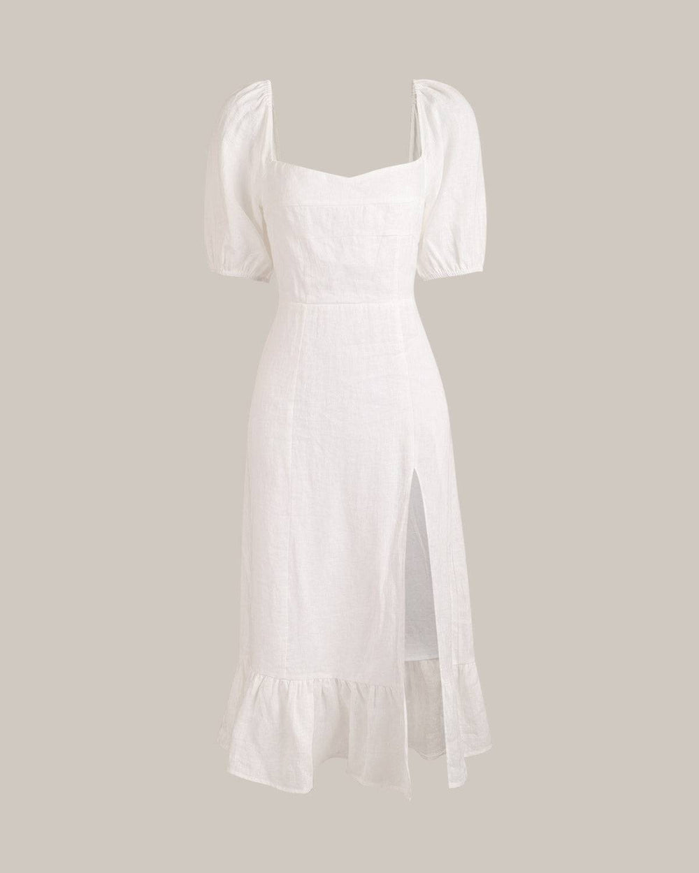 Puff Sleeve Split Hem Midi Dress | Rihoas