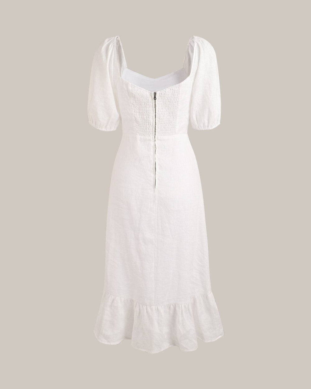 Puff Sleeve Split Hem Midi Dress | Rihoas