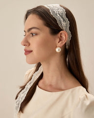 Beige Lace Hair Belt | Rihoas