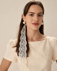 Beige Lace Hair Belt | Rihoas