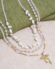 Pearl Beaded Clavicle Necklace | Rihoas