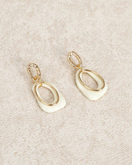 White Overlapping Geometric Earrings | Rihoas