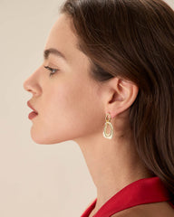 White Overlapping Geometric Earrings | Rihoas