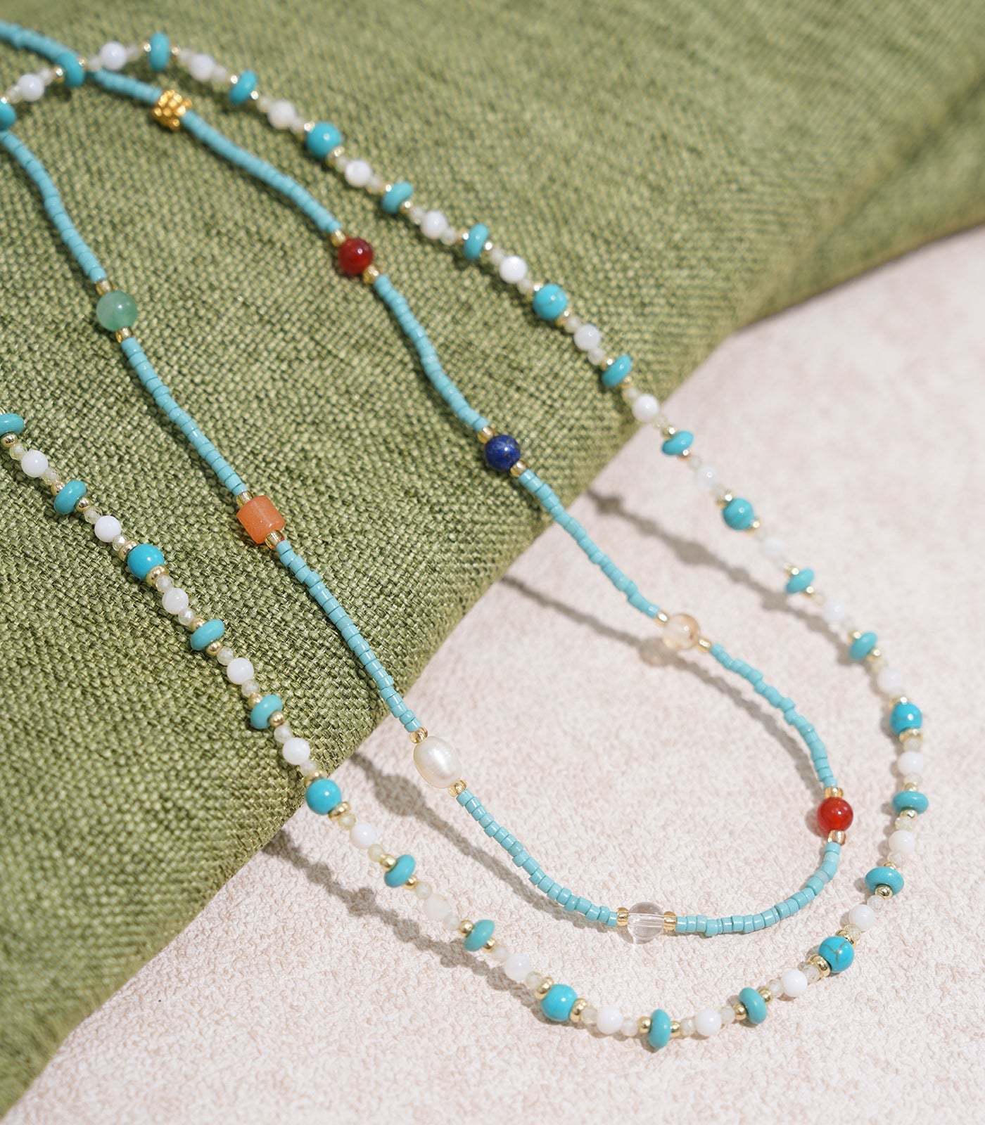 Blue Beaded Clavicle Necklace | Rihoas
