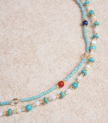 Blue Beaded Clavicle Necklace | Rihoas