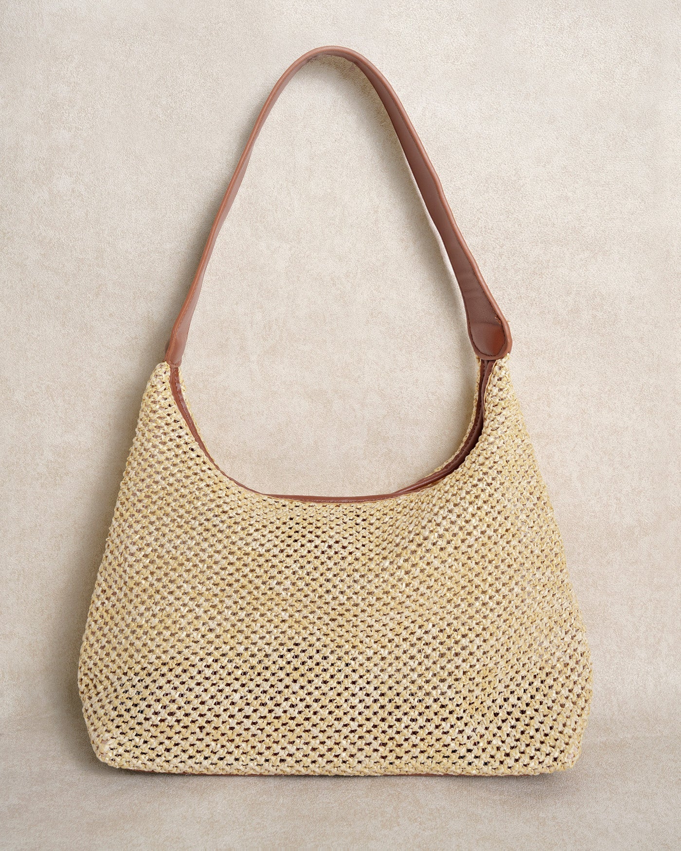 Khaki Straw Weaving Handbag | Rihoas