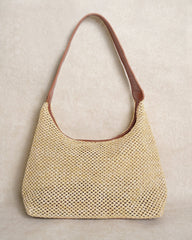 Khaki Straw Weaving Handbag | Rihoas