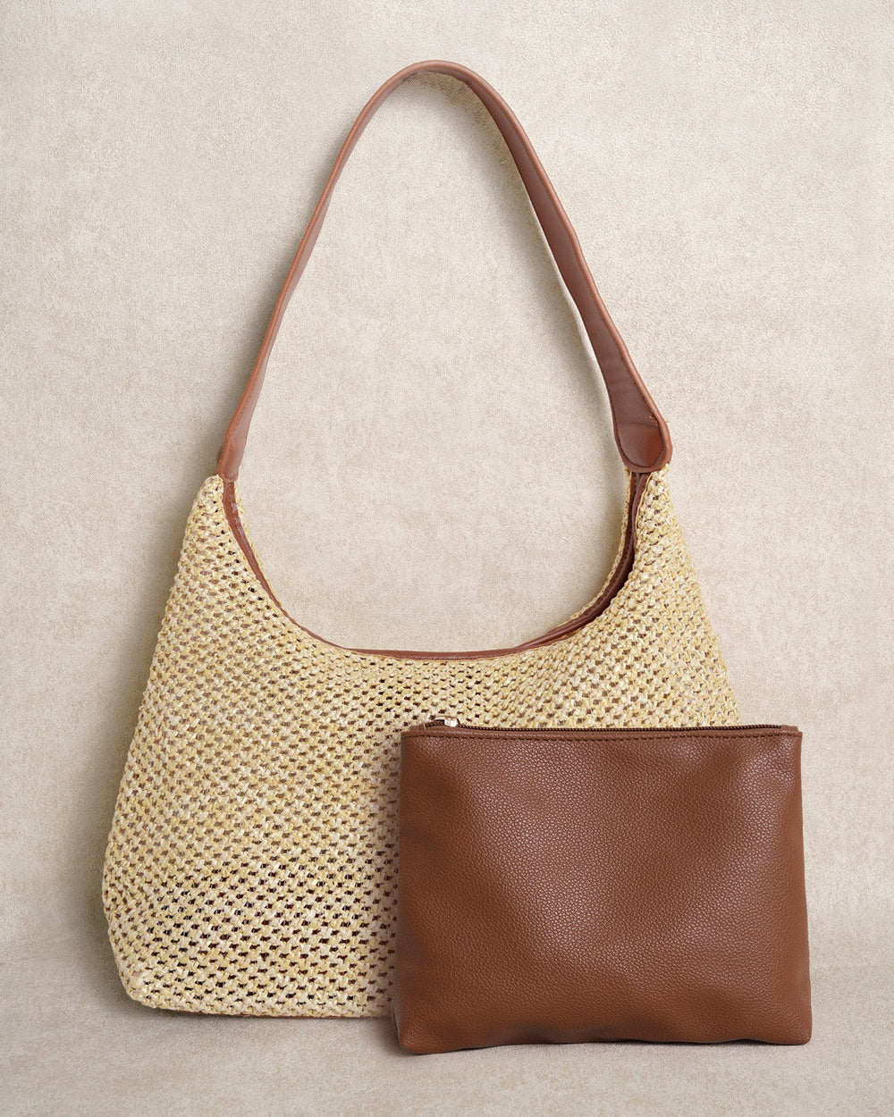 Khaki Straw Weaving Handbag | Rihoas