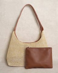 Khaki Straw Weaving Handbag | Rihoas