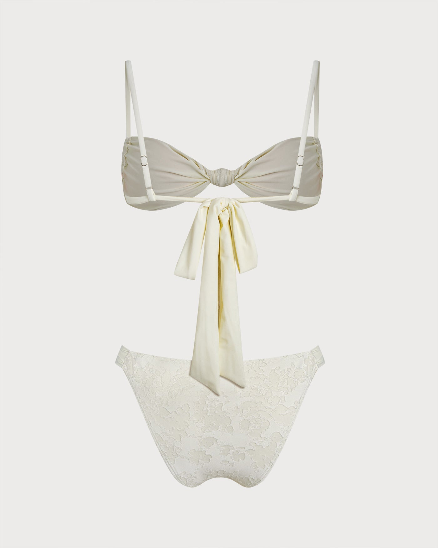 White Textured Drawstring Triangle Bikini Set | Rihoas