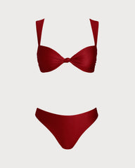 Red Triangle Low Waisted Bikini Set | Rihoas