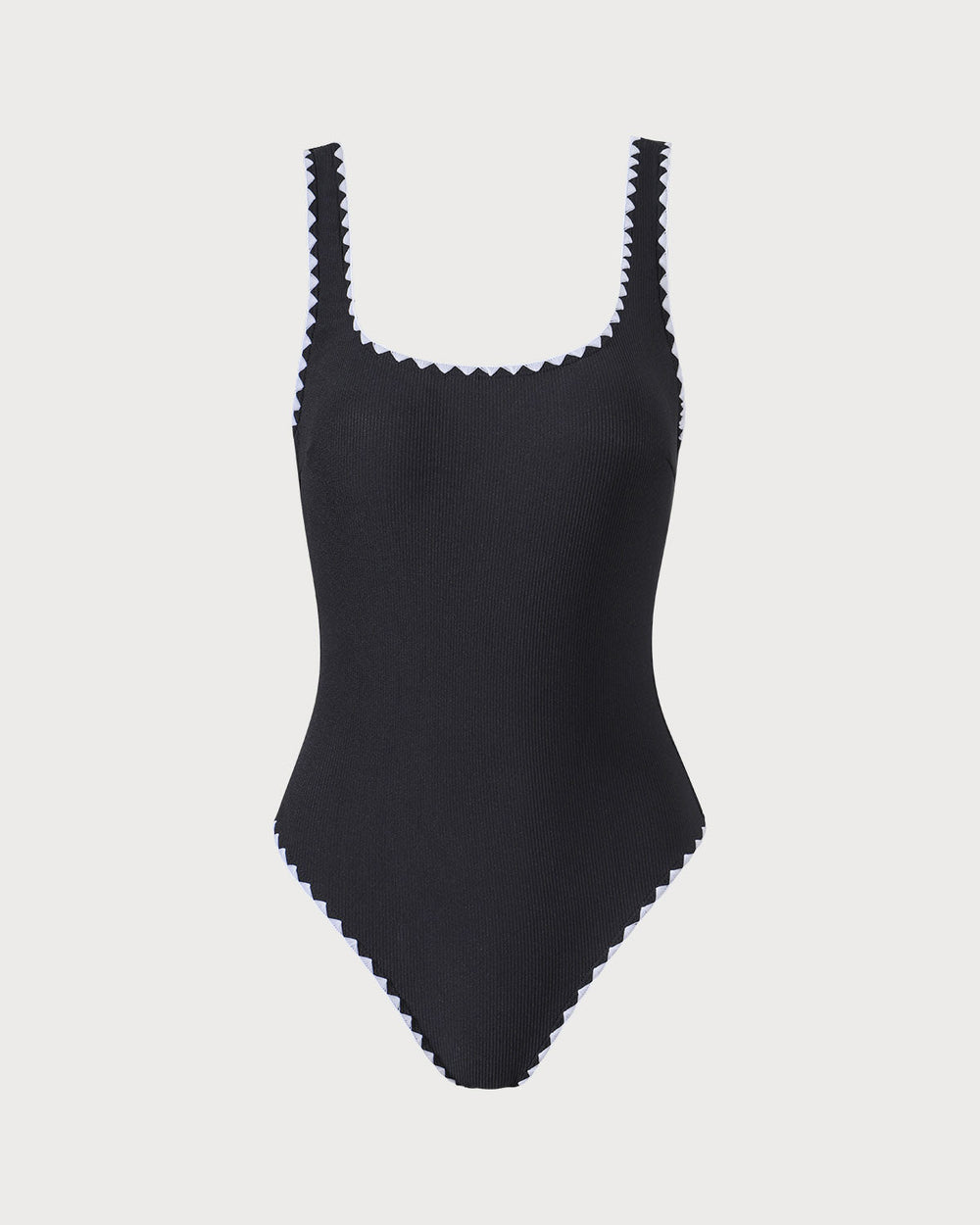 Black Contrast Ribbed One Piece Swimwear | Rihoas
