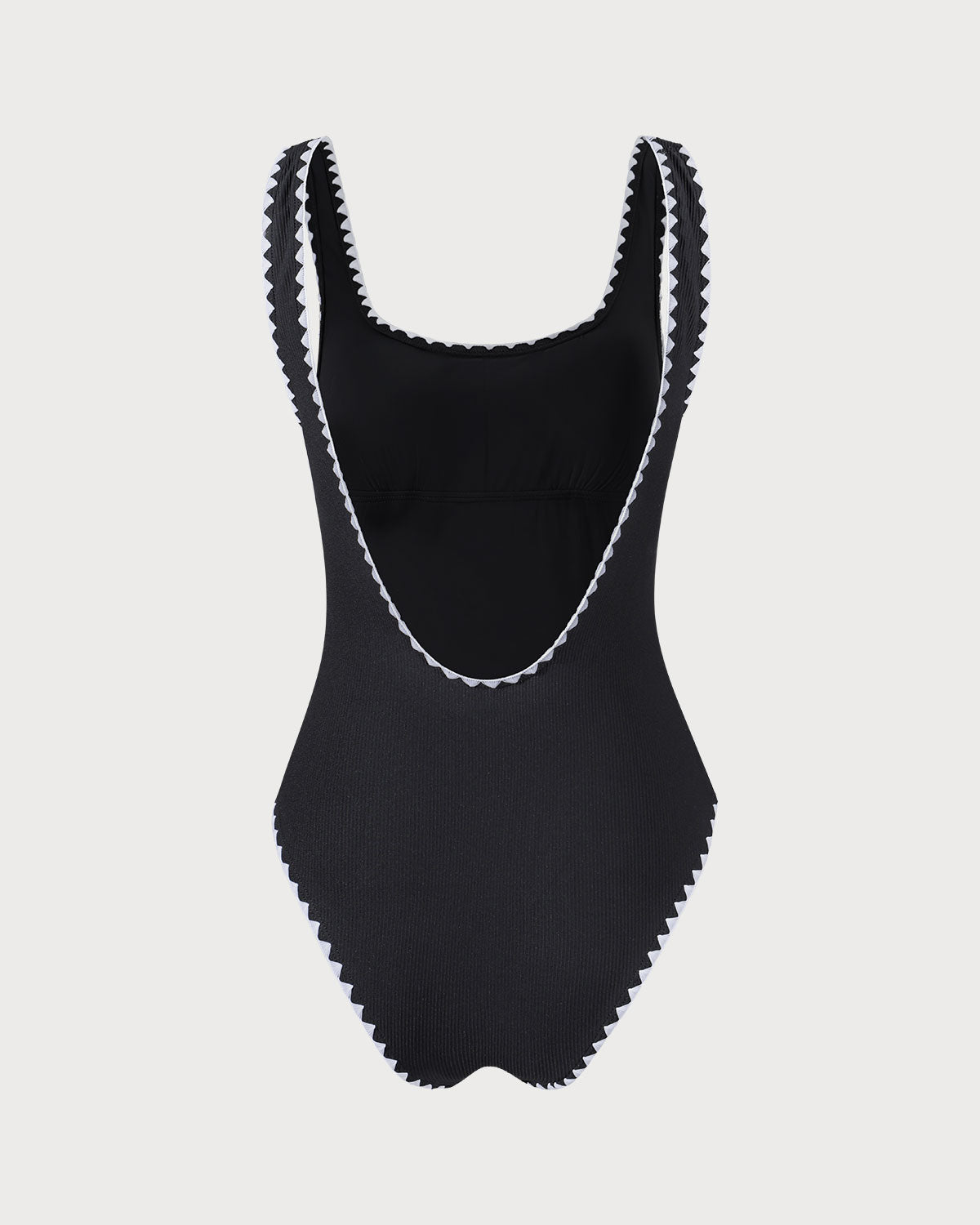 Black Contrast Ribbed One Piece Swimwear | Rihoas