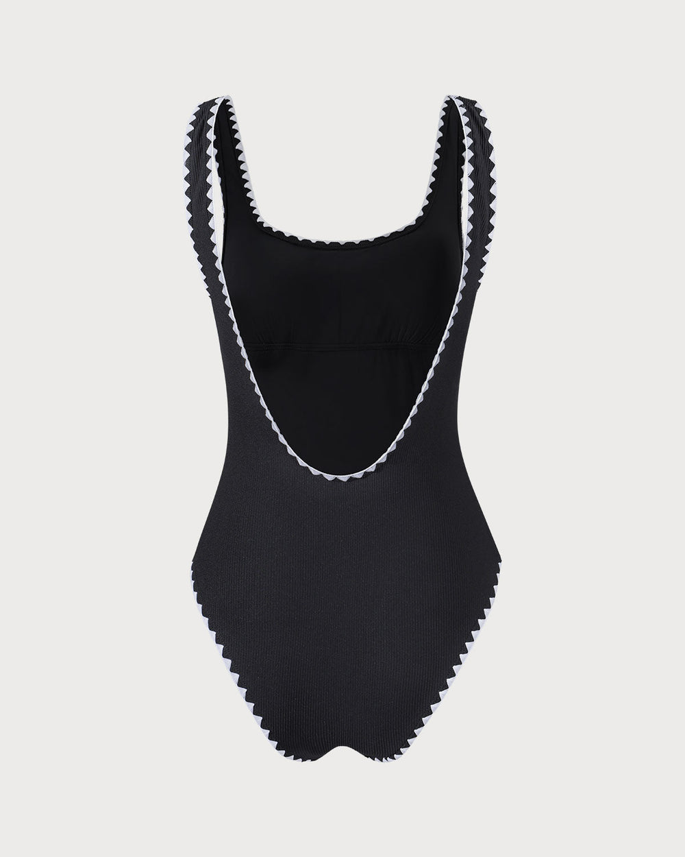 Black Contrast Ribbed One Piece Swimwear | Rihoas