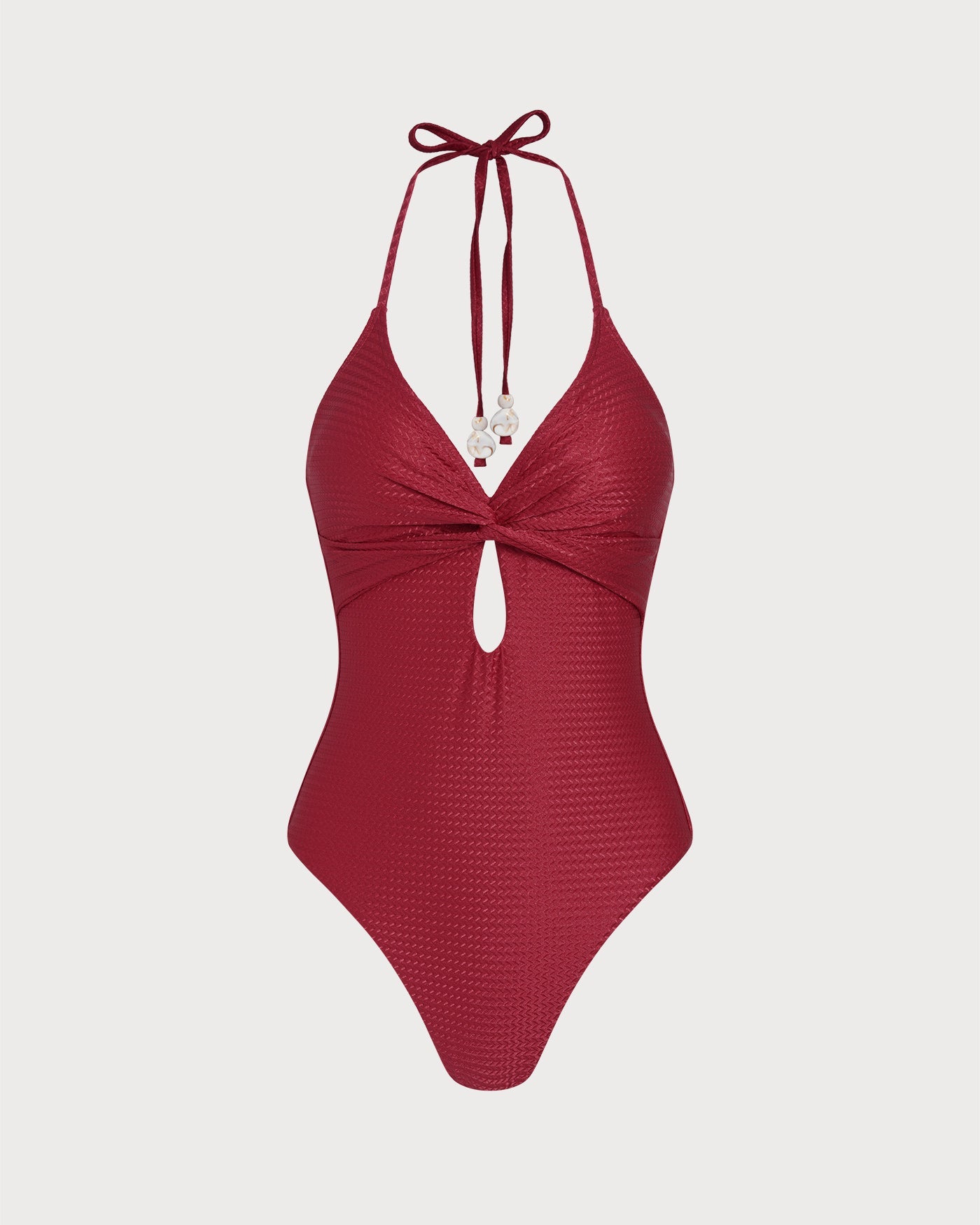 Red Halter Bralette One Piece Swimwear | Rihoas