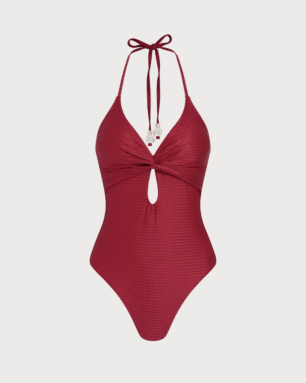 Red Halter Bralette One Piece Swimwear | Rihoas
