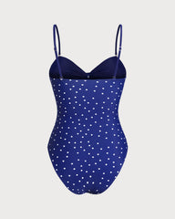 Blue Print Polka Dot One Piece Swimwear | Rihoas