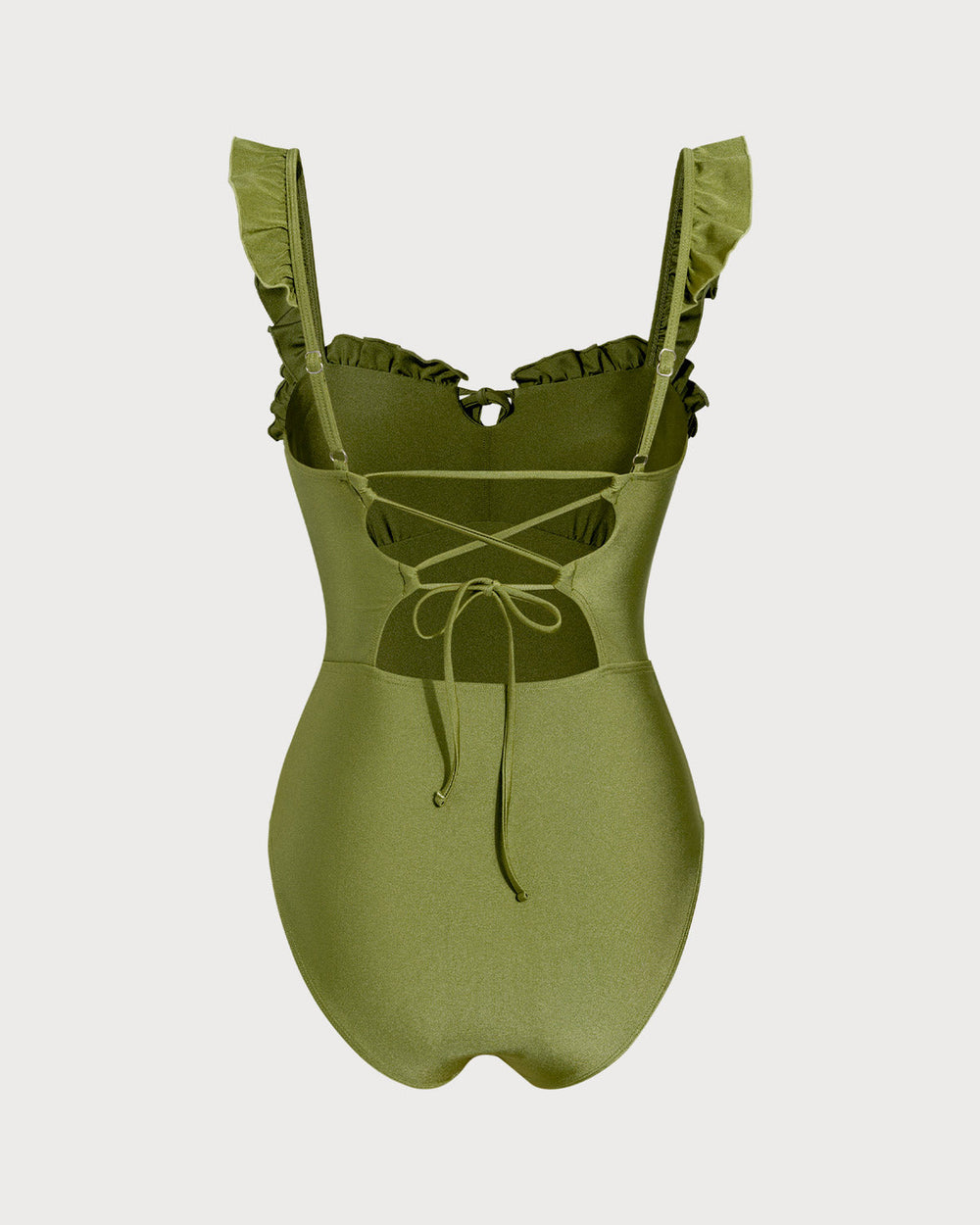 Green Ruched Bralette One Piece Swimwear | Rihoas