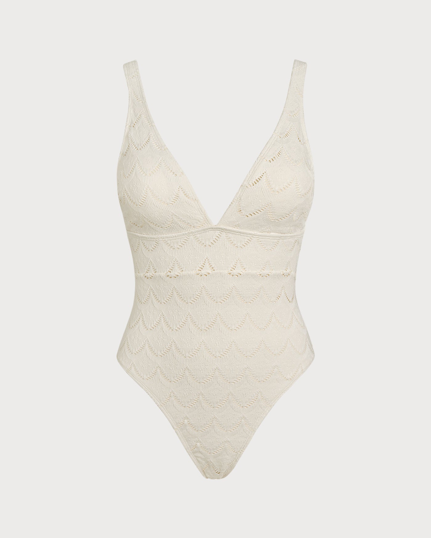 White Bralette Textured One Piece Swimwear | Rihoas