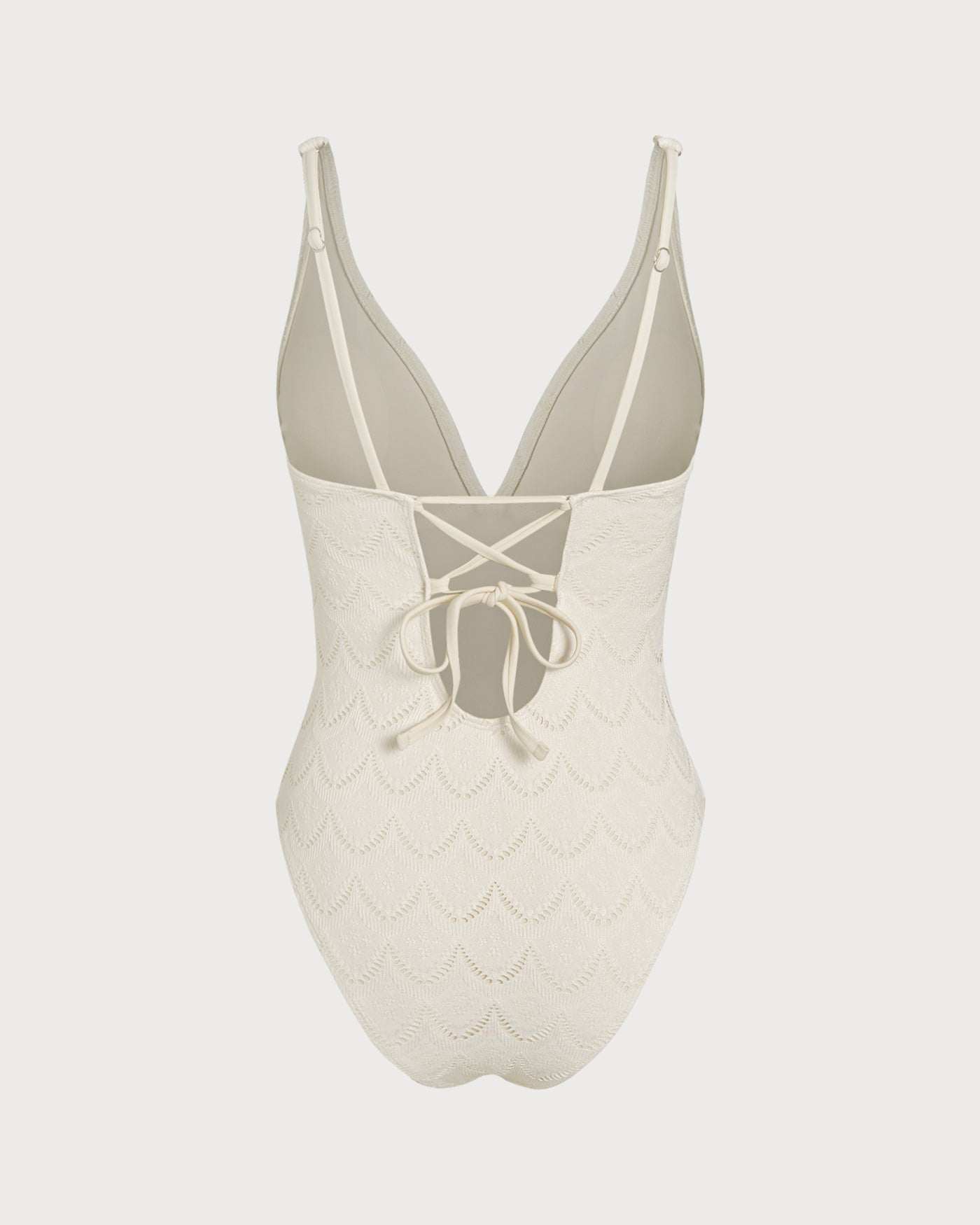 White Bralette Textured One Piece Swimwear | Rihoas