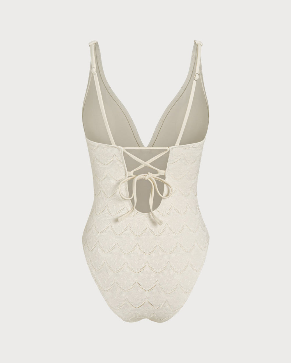 White Bralette Textured One Piece Swimwear | Rihoas
