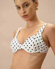 The White Polka Dot Underwire Bikini Top | Rihoas