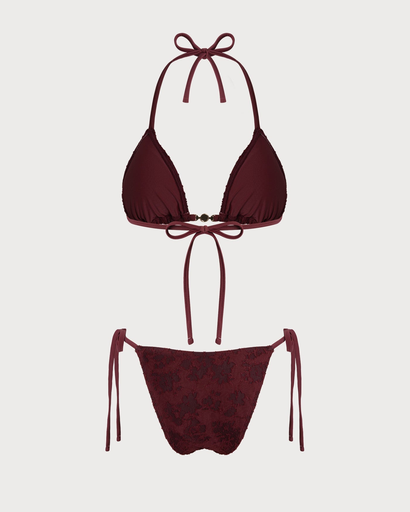 Red Halter Textured Bikini Set | Rihoas