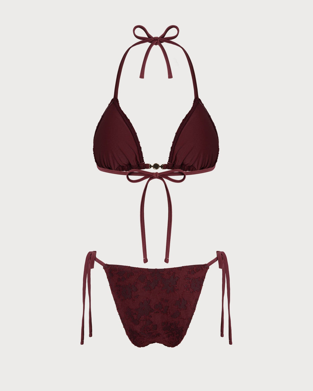 Red Halter Textured Bikini Set | Rihoas